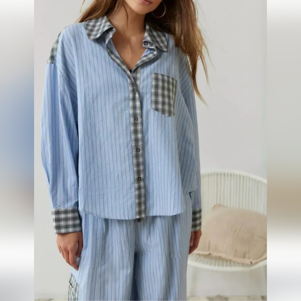 Like My Choice "Sky Blue Loose Splice Pajama Set, Medium, NWOT